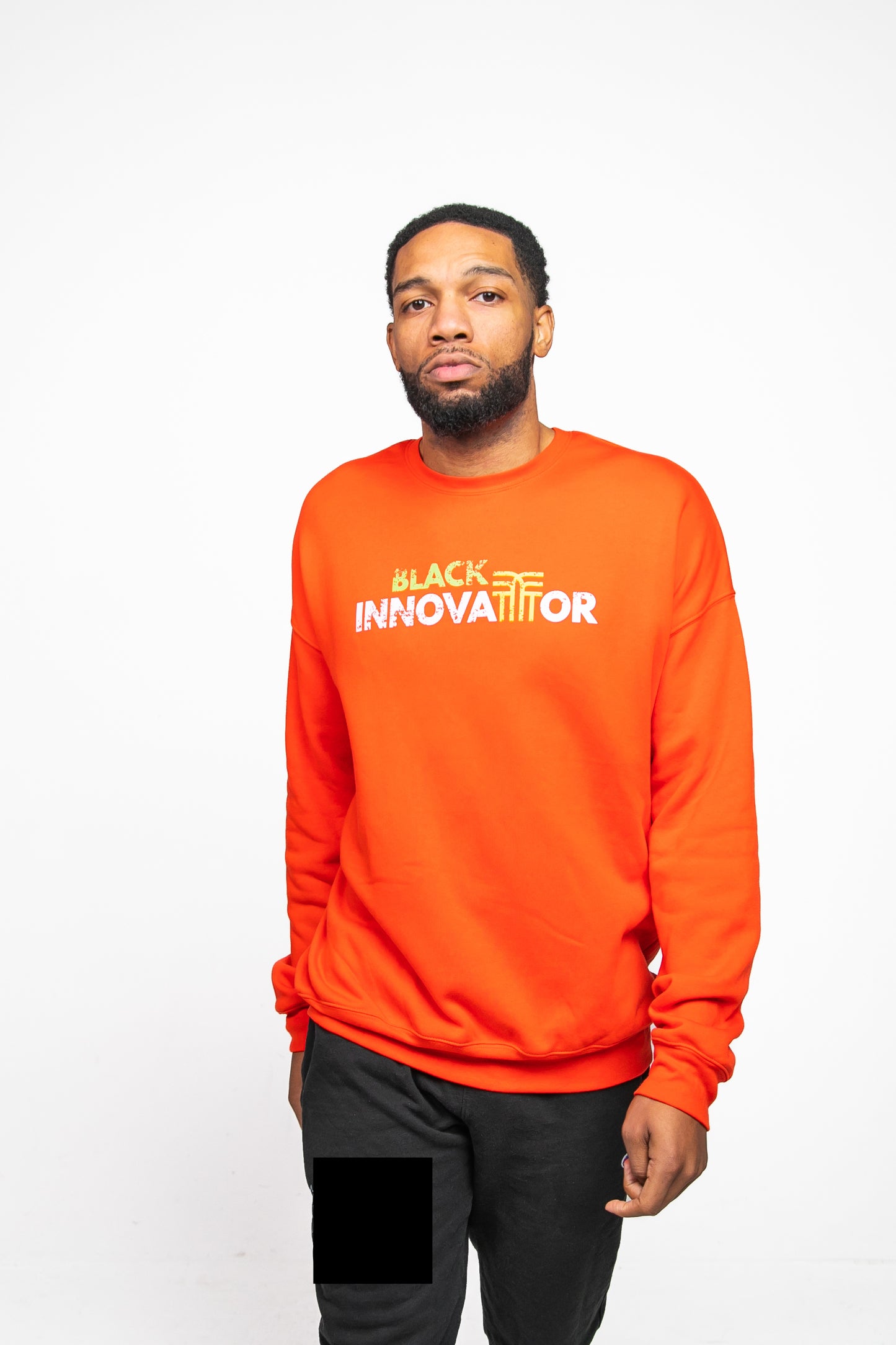 Black Innovator™ Crew Neck Sweatshirt (Red)